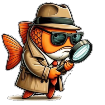 FischIn4Justice Logo: Detective-fish with magnafine glass